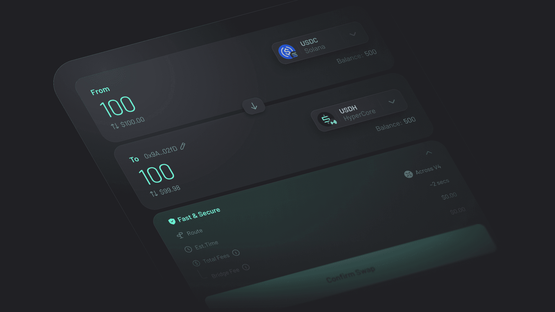 HL+NM Blog (graphic 2) Bridging USDC to USDH is easy and smooth on Across Protocol.